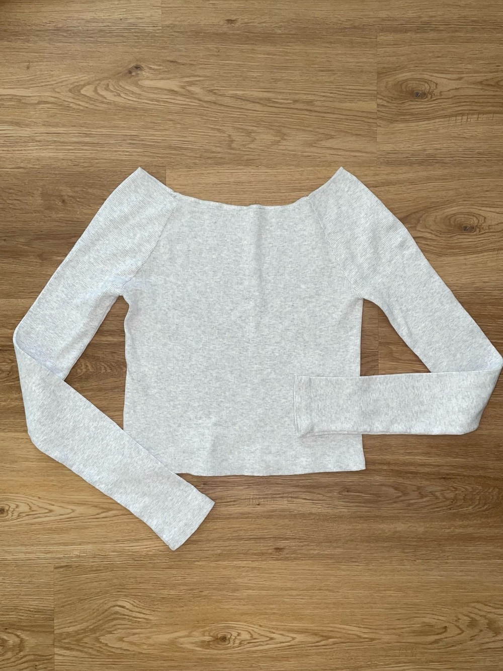 Brandy Melville Light Gray Off-Shoulder Cropped Knit Top